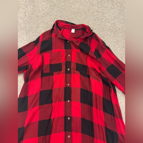 Old Navy Shirt Dress Womens Buffalo Check Plaid Red Button Front Flannel Size:XL - Picture 3 of 8